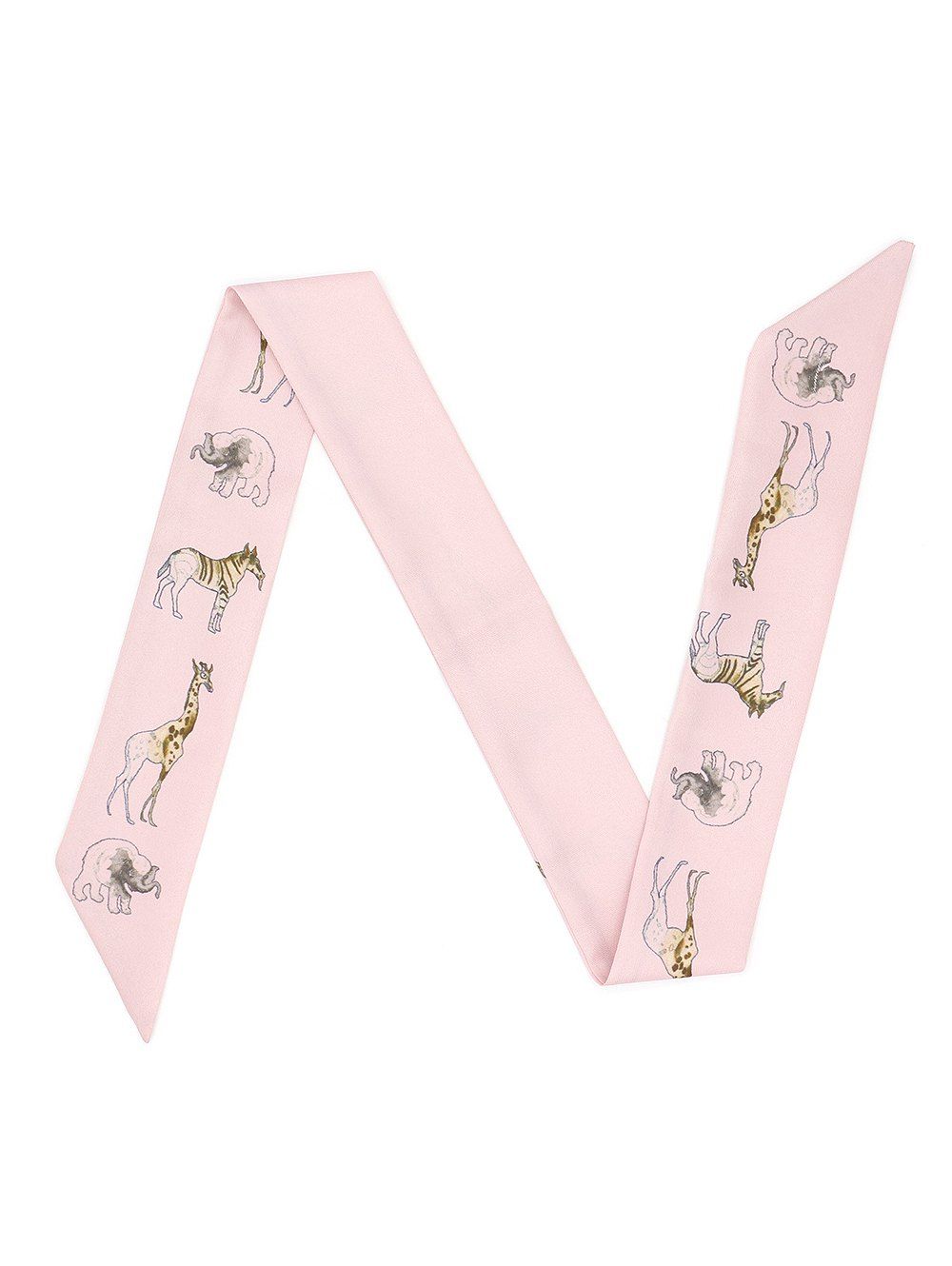 

Double-sided Animal Printing Twill Narrow Ribbon Scarf, Light pink