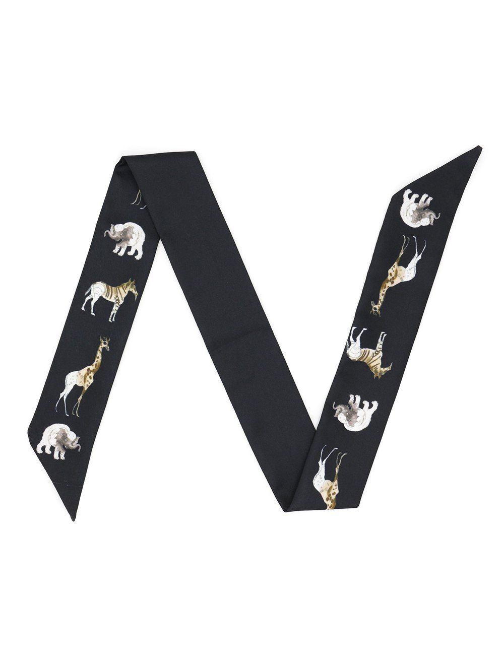 

Double-sided Animal Printing Twill Narrow Ribbon Scarf, Black