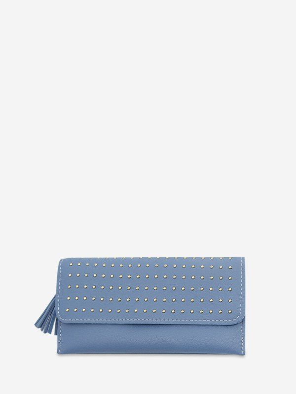 

Rivet Retro Leather Wallet, Blue gray