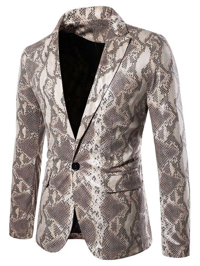 

Snakeskin Print One Button Party Blazer, Multi
