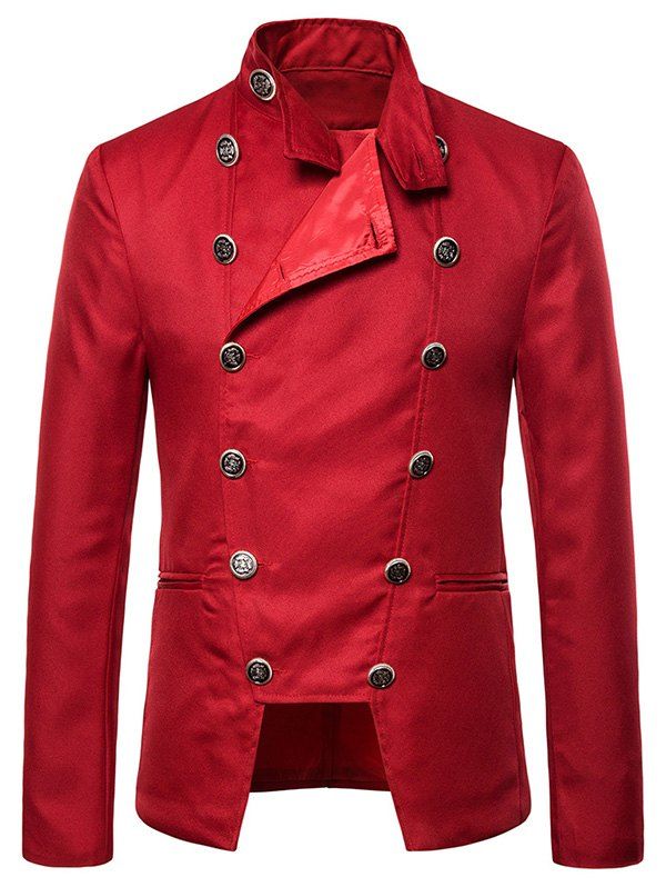 

Gothic Double Breasted Stand Collar Blazer, Red