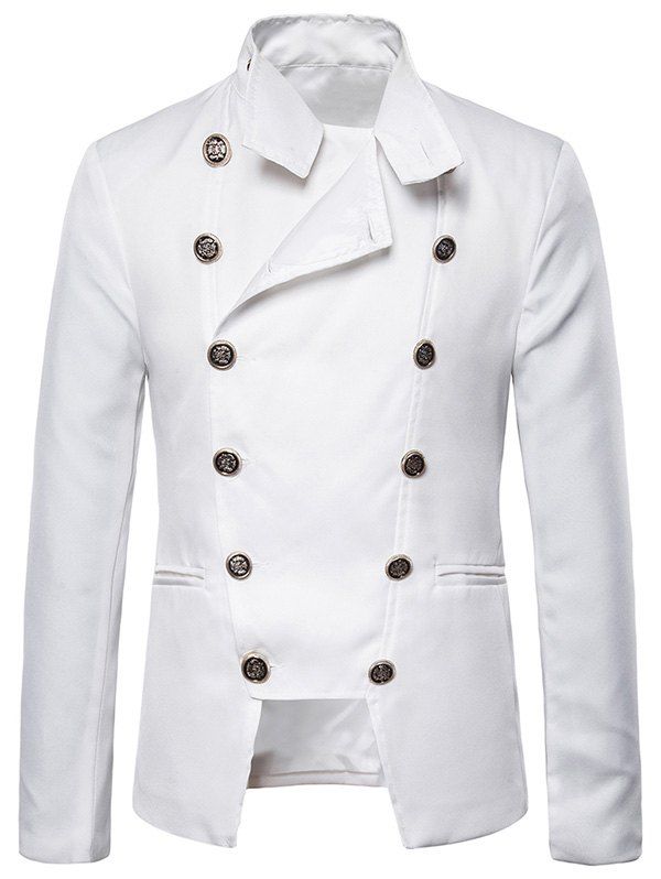 

Gothic Double Breasted Stand Collar Blazer, White