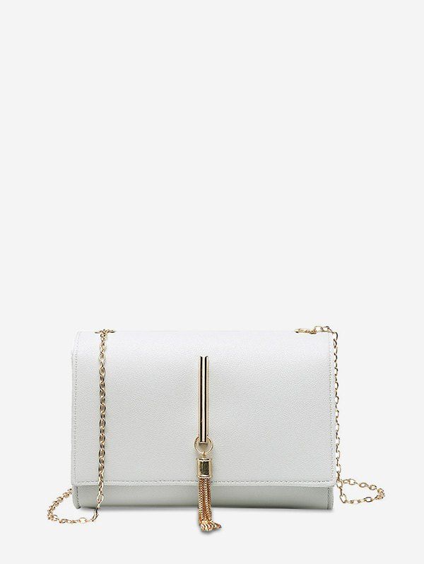 

Tassel Chain Rectangle Bar Cover Crossbody Bag, Platinum