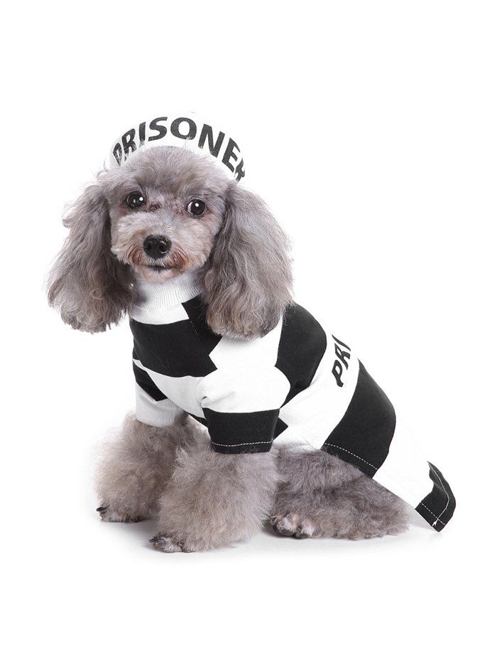 

Prison Pattern Striped Clothes and Hat for Pet, Black