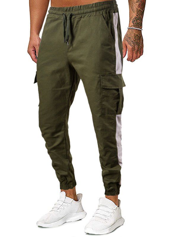 

Casual Pocket Decoration Drawstring Jogger Pants, Jungle green