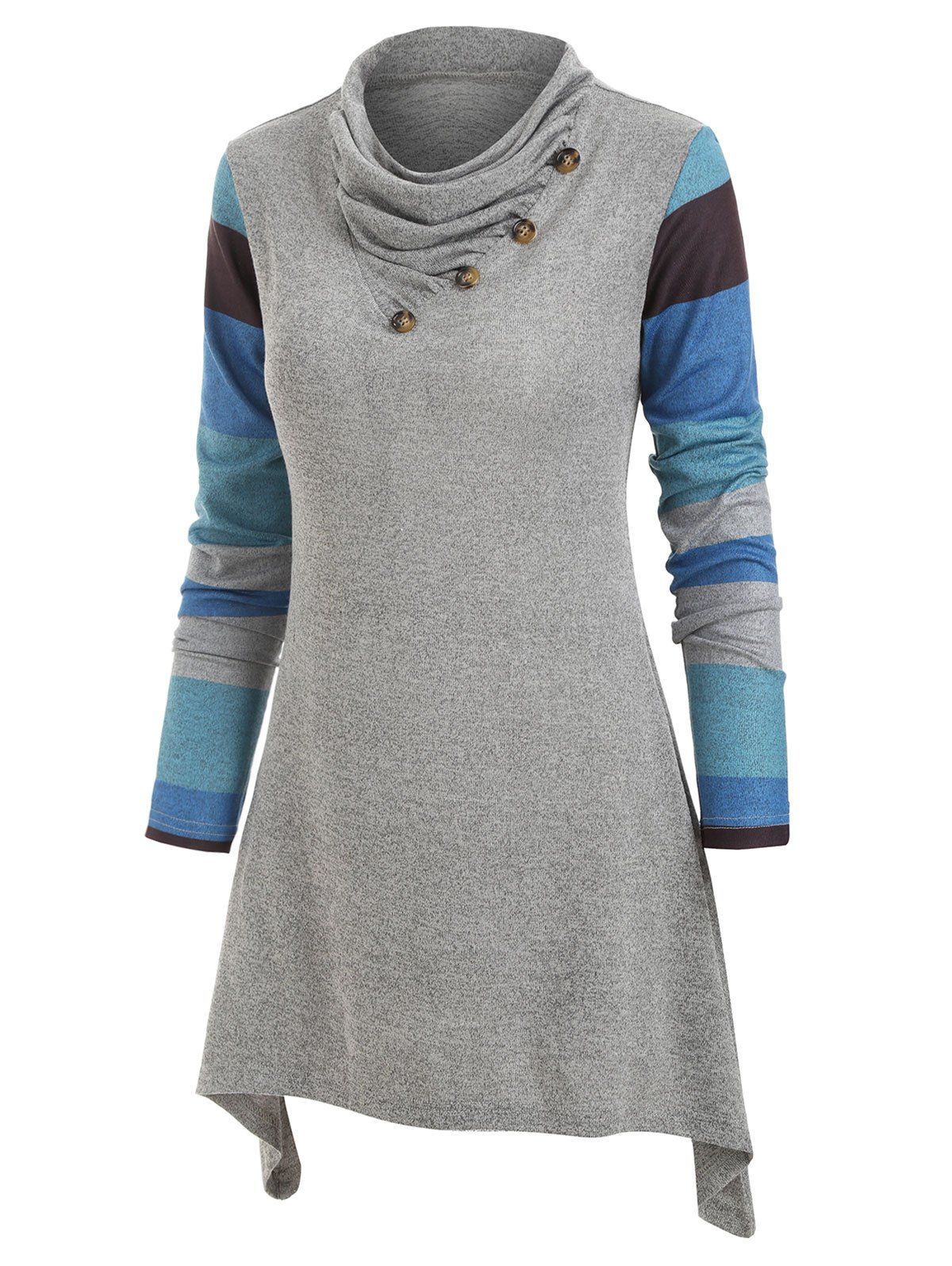 

Color Block Button Embellished Longline Knitwear, Multi