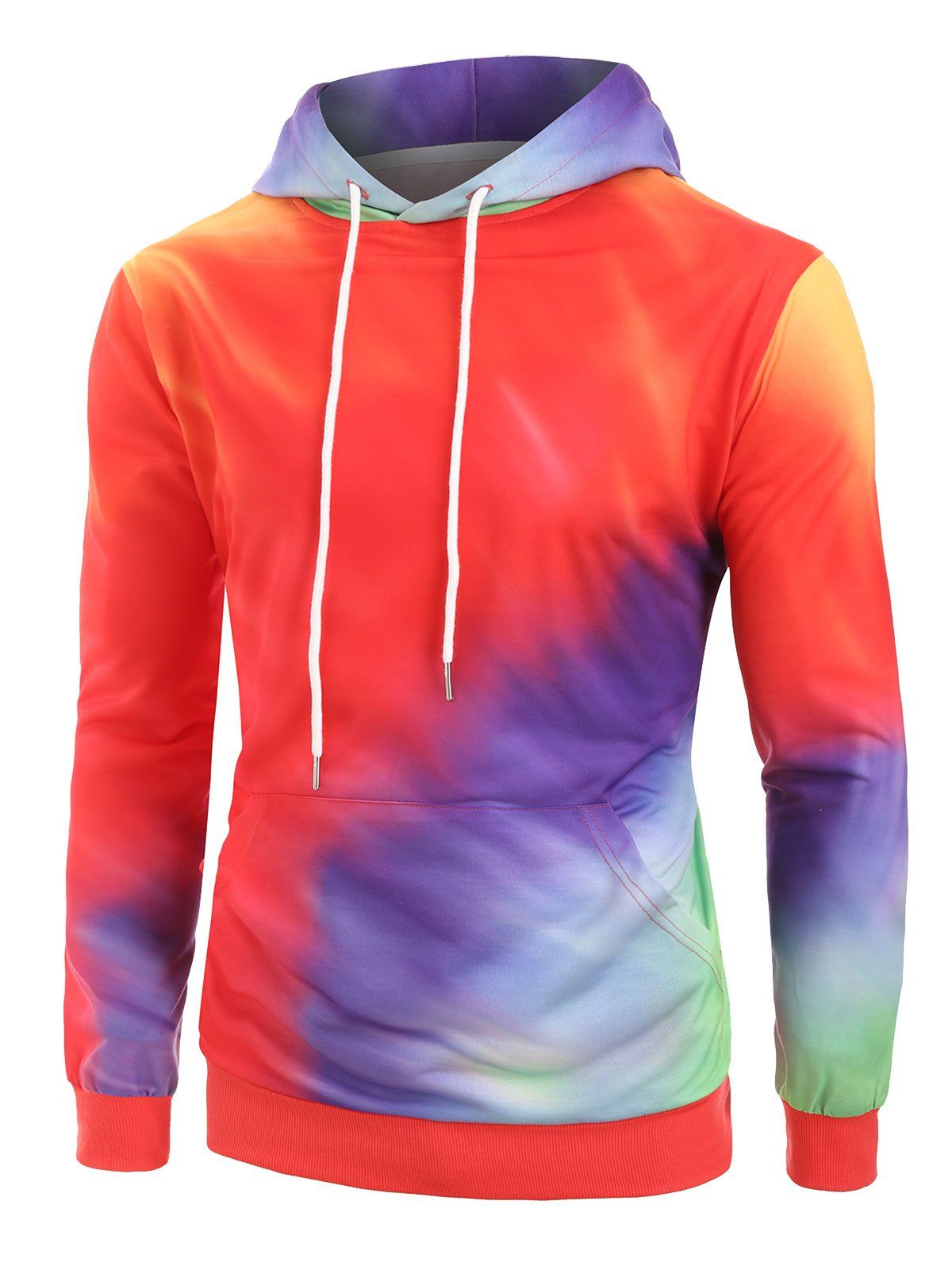 

Plus Size Front Pocket Tie Dye Hoodie, Multi