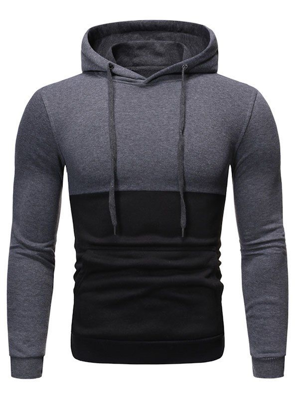 

Two Tone Color Panel Pullover Hoodie, Dark gray