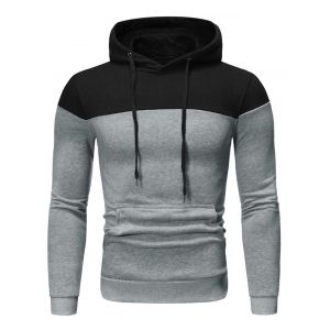 

Color-blocking Fleece Pullover Hoodie, White