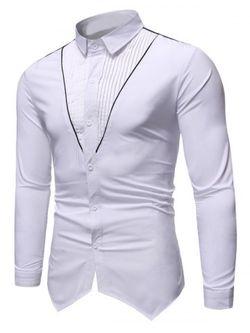 Camisa Pintucked con botones ribeteados - WHITE - 2XL
