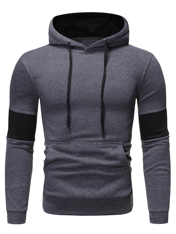 

Color Panel Fleece Pullover Hoodie, Dark gray