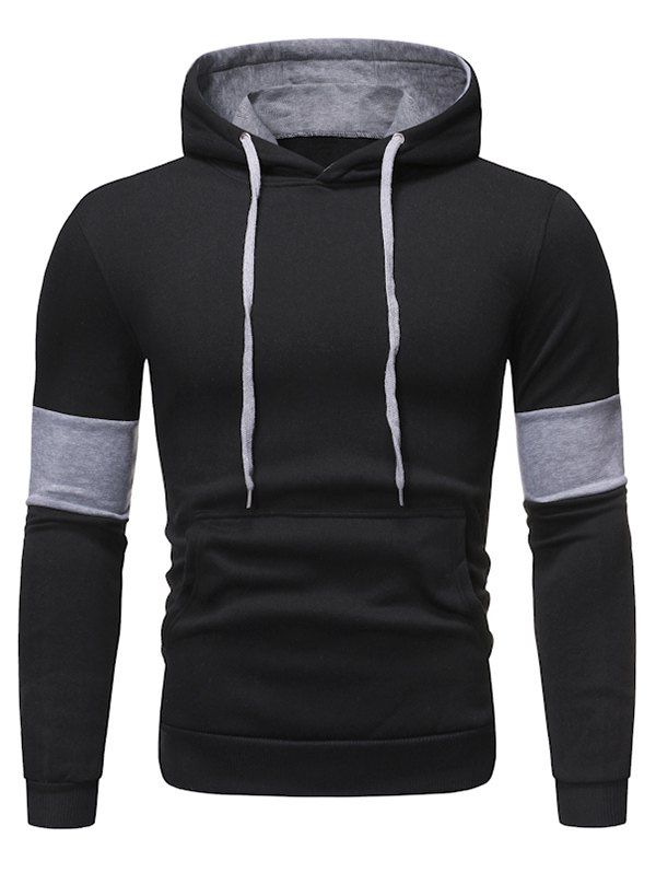 

Color Panel Fleece Pullover Hoodie, Black