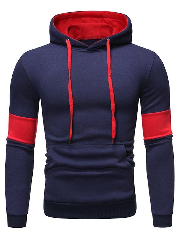 

Color Panel Fleece Pullover Hoodie, Cadetblue