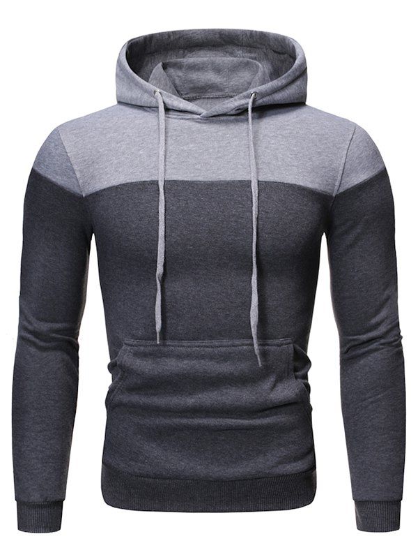 

Color-blocking Fleece Pullover Hoodie, Dark gray