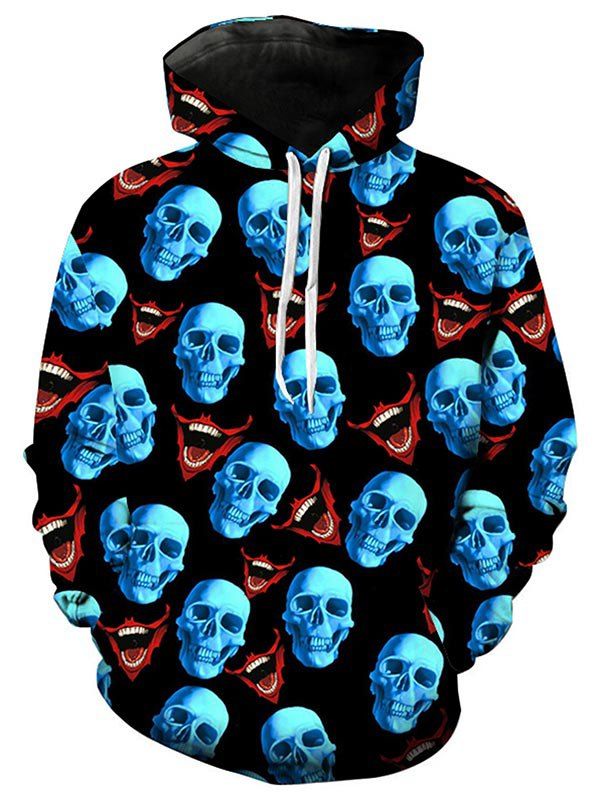 

Halloween Skulls Mouth Print Hoodie, Multi