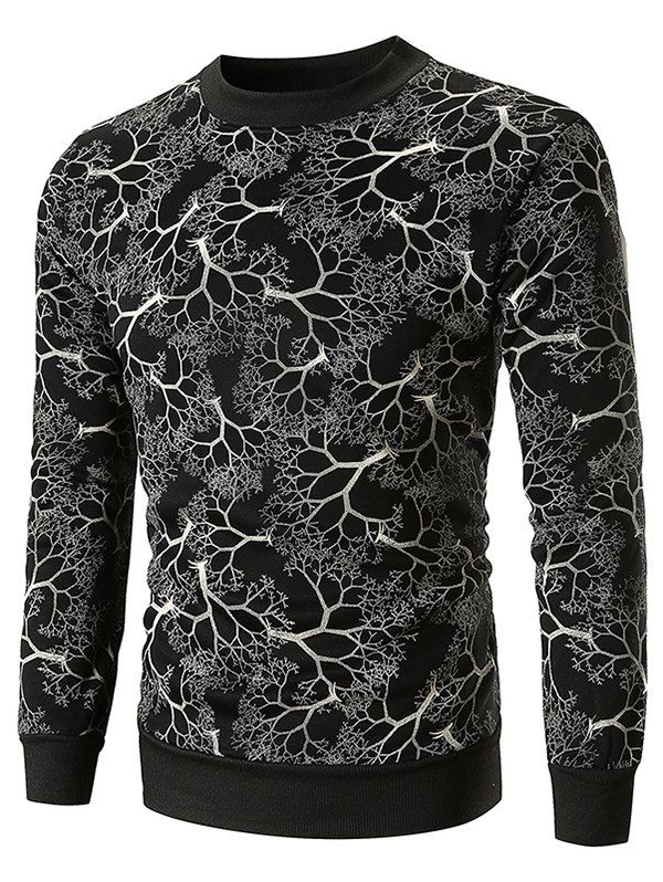 

Tree Branches Print Casual Pullover Sweatshirt, Yellow