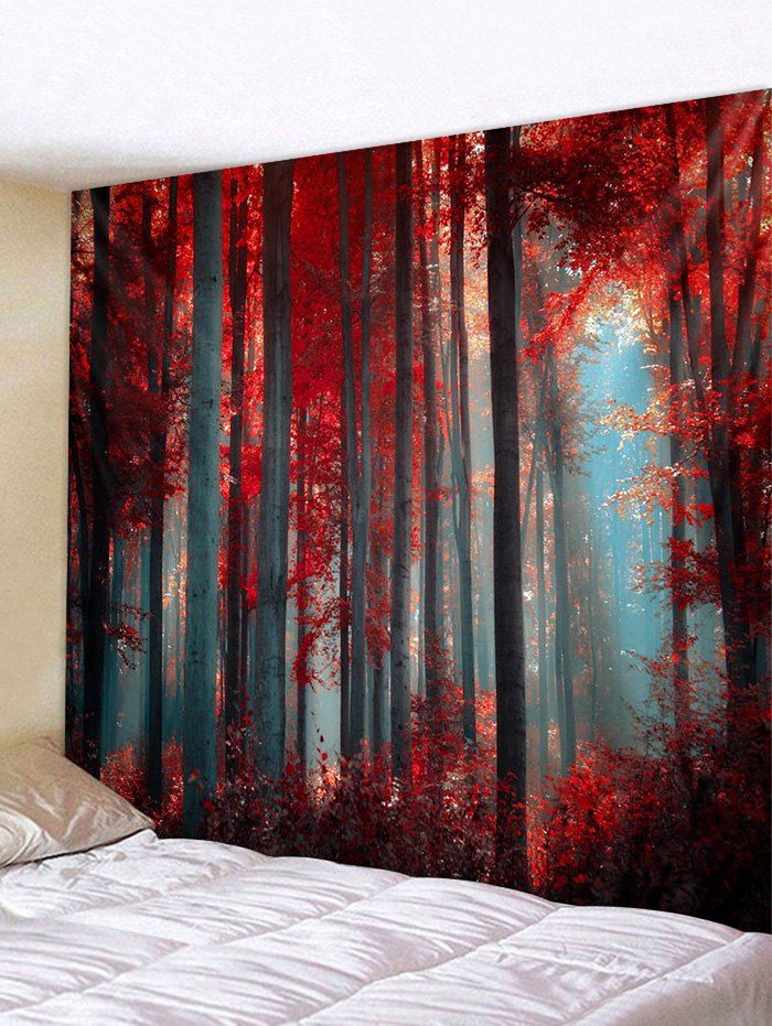 

Maple Forest Printed Tapestry Wall Hanging Decoration, Red