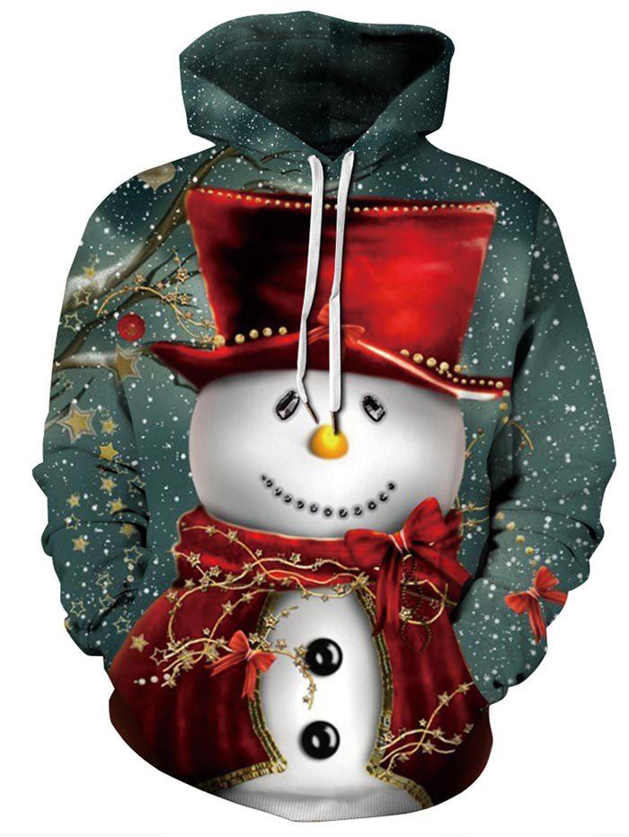 

Christmas Snowman Pattern Long-sleeved Hoodie, Multi