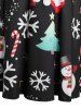 Robe de Noël Plissée Ligne A Imprimée Grande Taille - Noir 2X