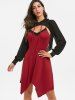 Contrast Cami Asymmetrical Dress with Hooded T Shirt -  