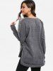 Faux Fur Panel Drop Shoulder Dip Hem Sweatshirt -  