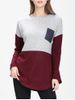 Front Pocket Colorblock Sweater -  