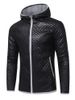 Contrast Trim Zipper Hooded Quilted Jacket -  