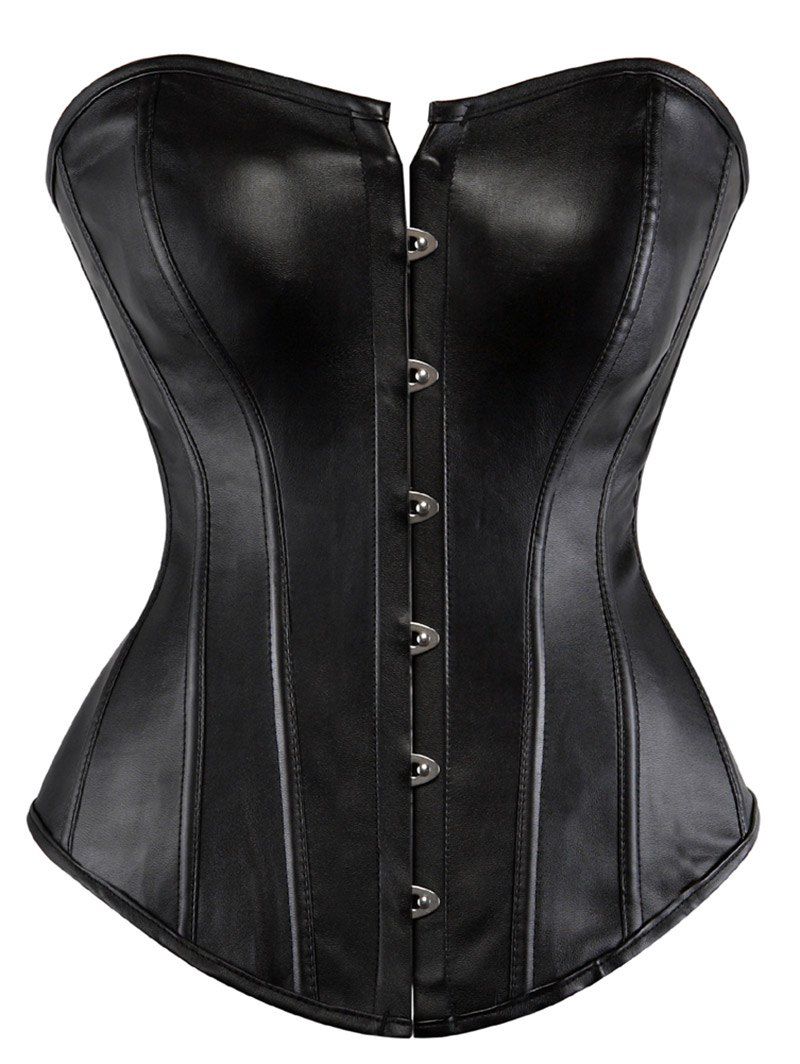 

Plus Size PU Leather Lace Up Steampunk Corset, Black