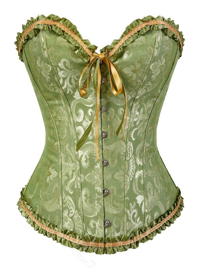 

Plus Size Bowknot Flounce Lace Up Corset, Tea green