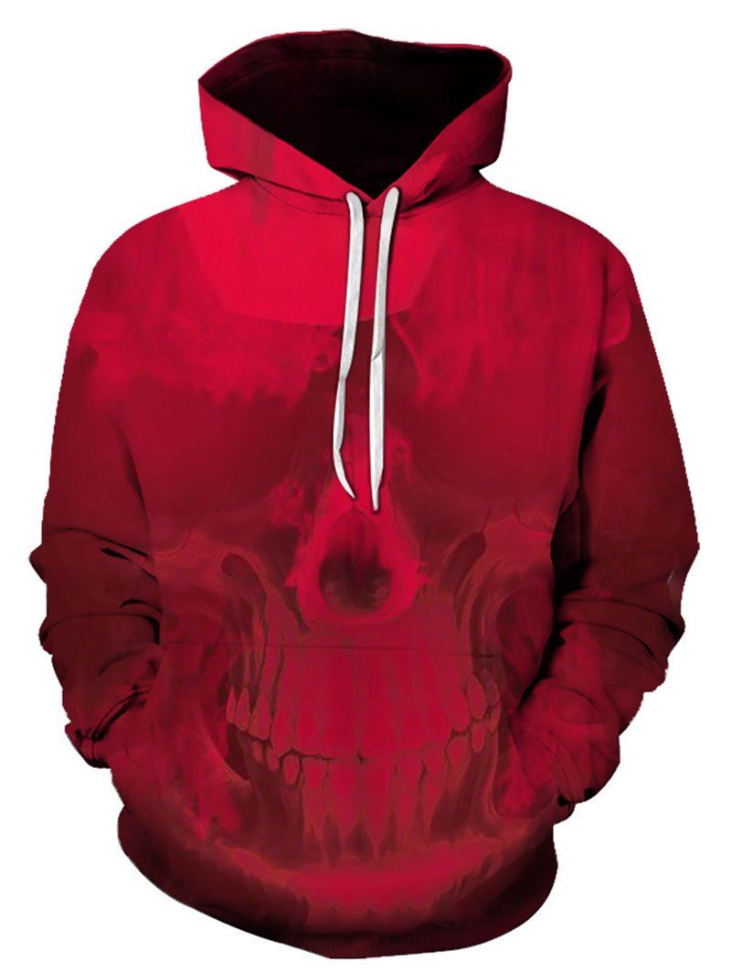 

Halloween Skull Printed Hoodie, Red