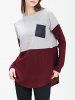 Front Pocket Colorblock Sweater -  