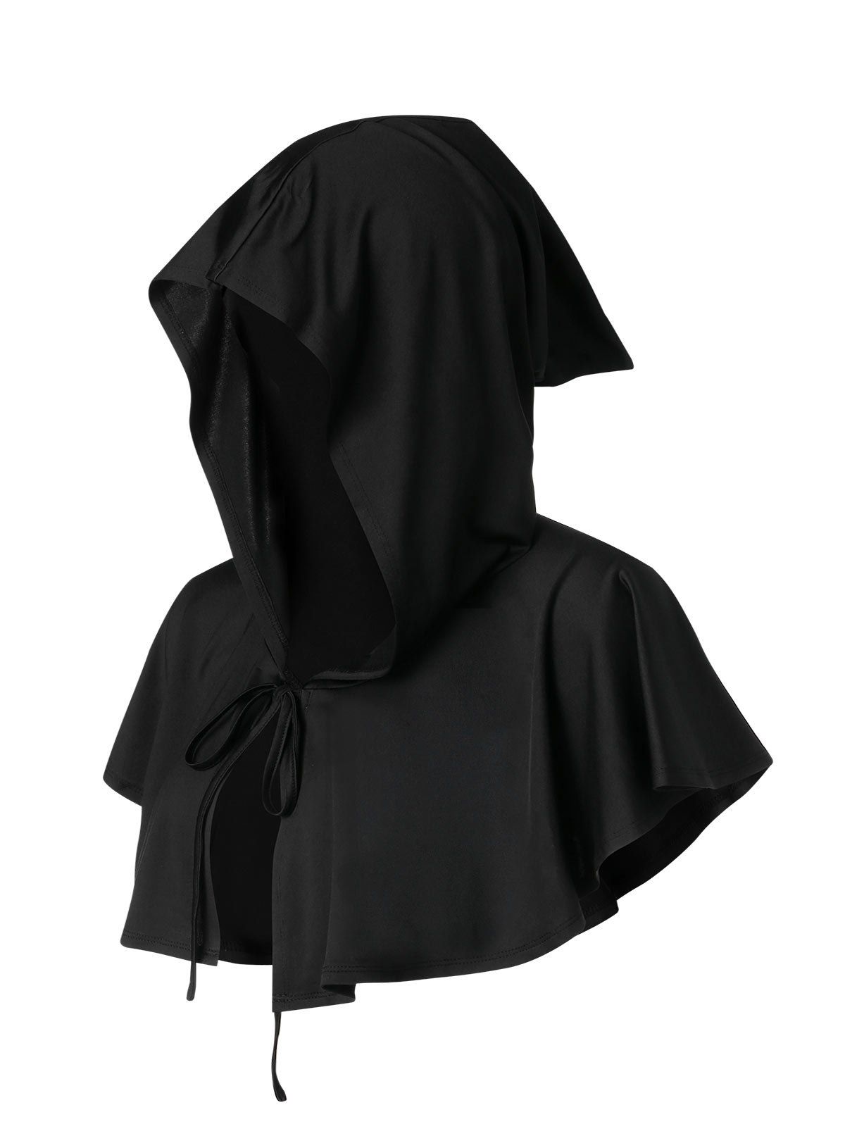 

Halloween Bowknot Hooded Open Front Mini Cape, Black