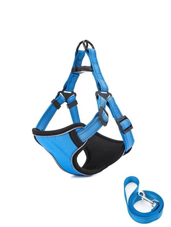 

Adjustable Dog Harness and Reflective Leash Rope, Deep sky blue