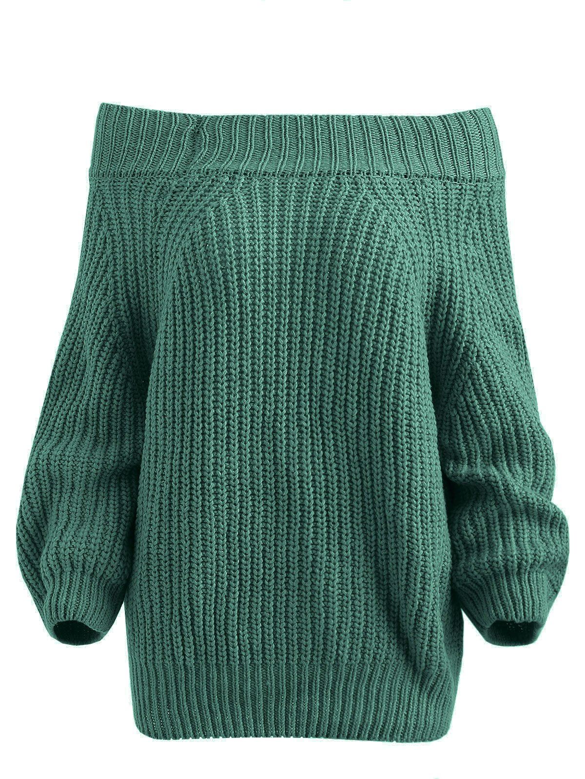 

Off The Shoulder Plain Sweater, Dark turquoise