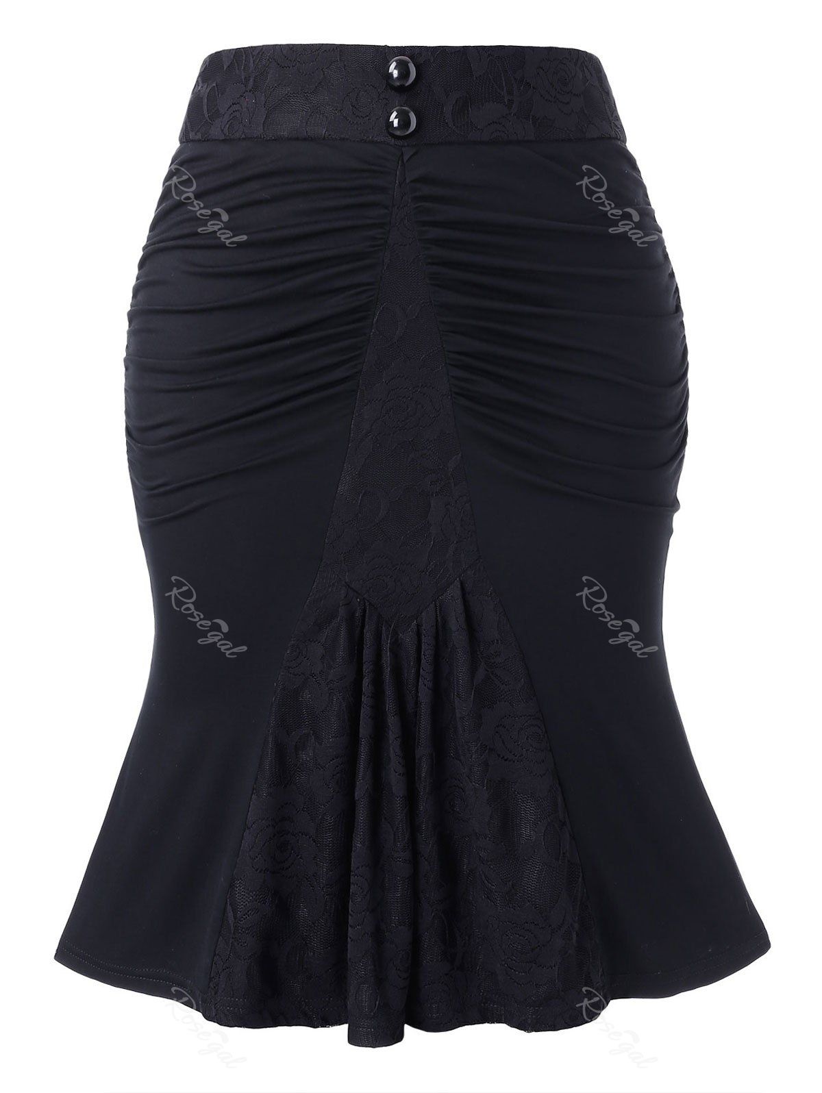 

Plus Size Zippered Mermaid Ruched Skirt, Black