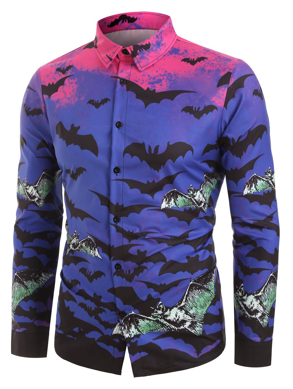 

Halloween Bat Pattern Long Sleeves Shirt, Multi