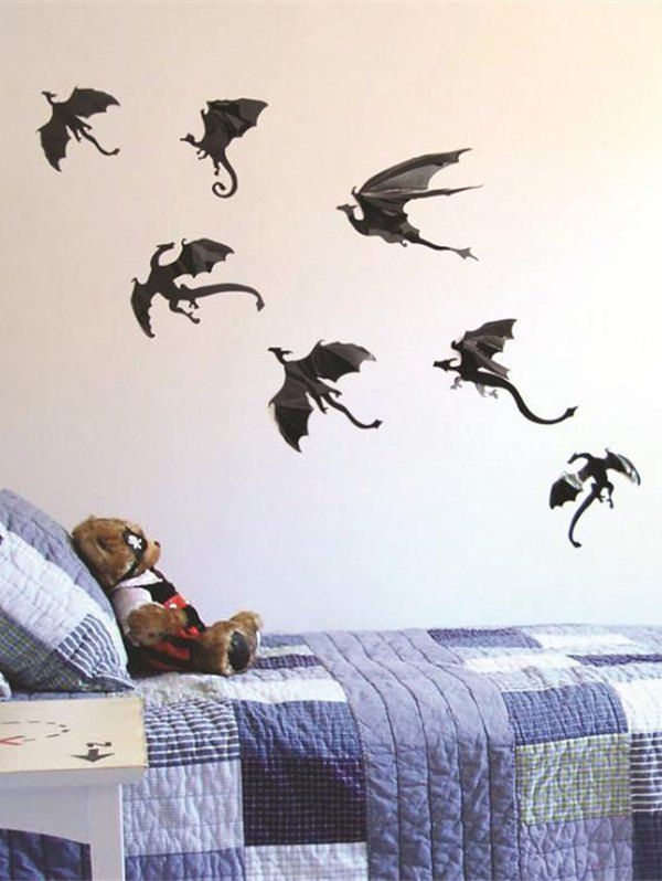 

Halloween Fly Dragon Pattern Wall Sticker Set, Black