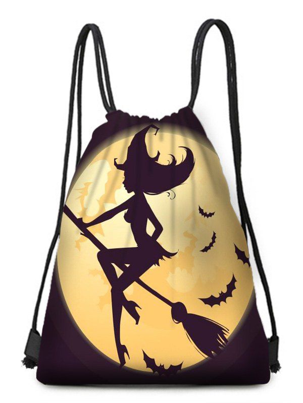 

Halloween Witch Bat Drawstring Candy Bag, Multi