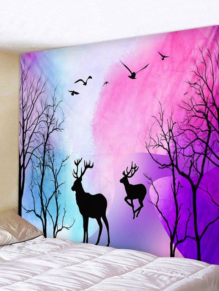 

Forest Deer Printed Wall Tapestry, Tyrian purple