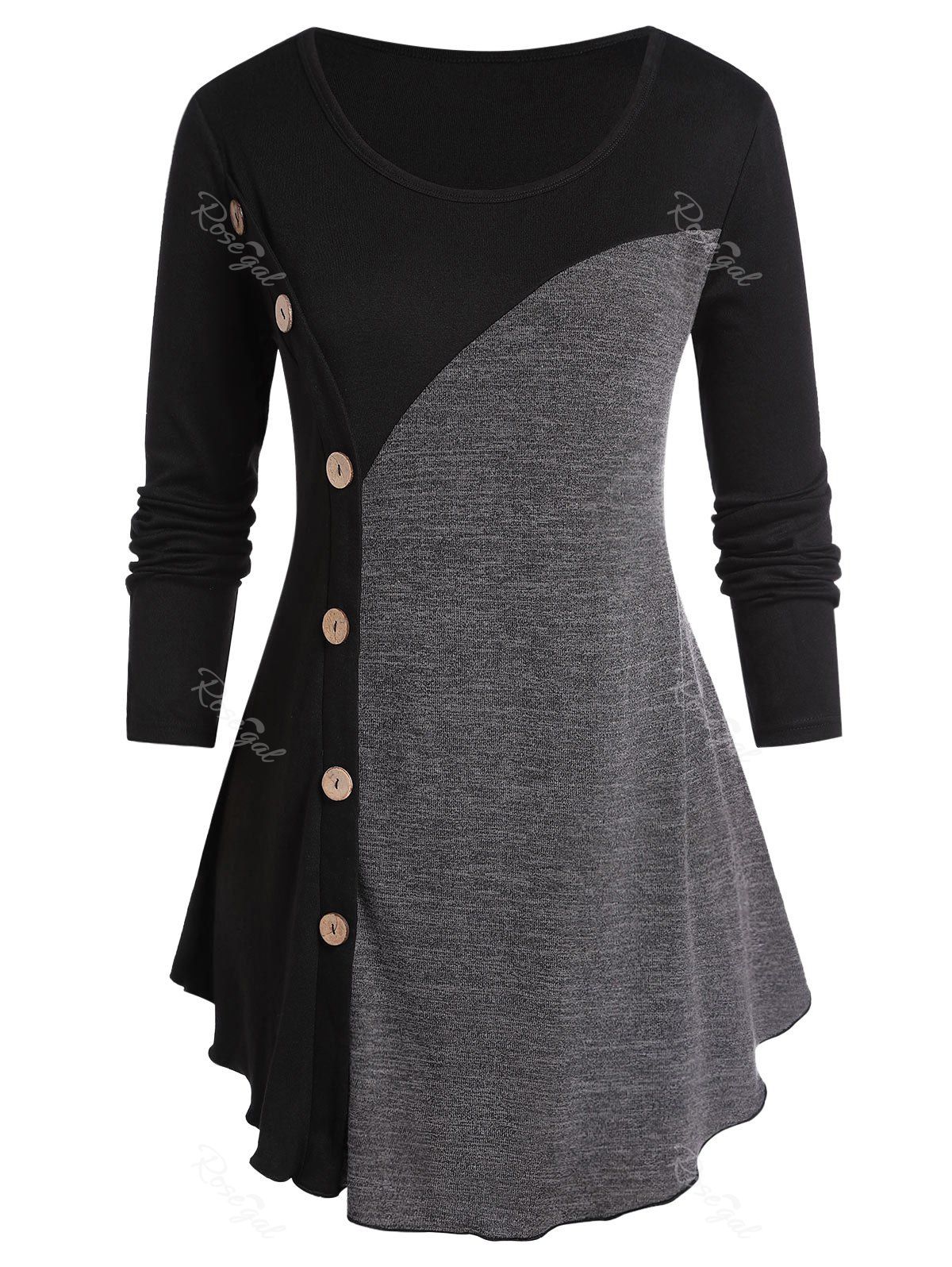 

Plus Size Colorblock Tunic T Shirt, Dark slate grey