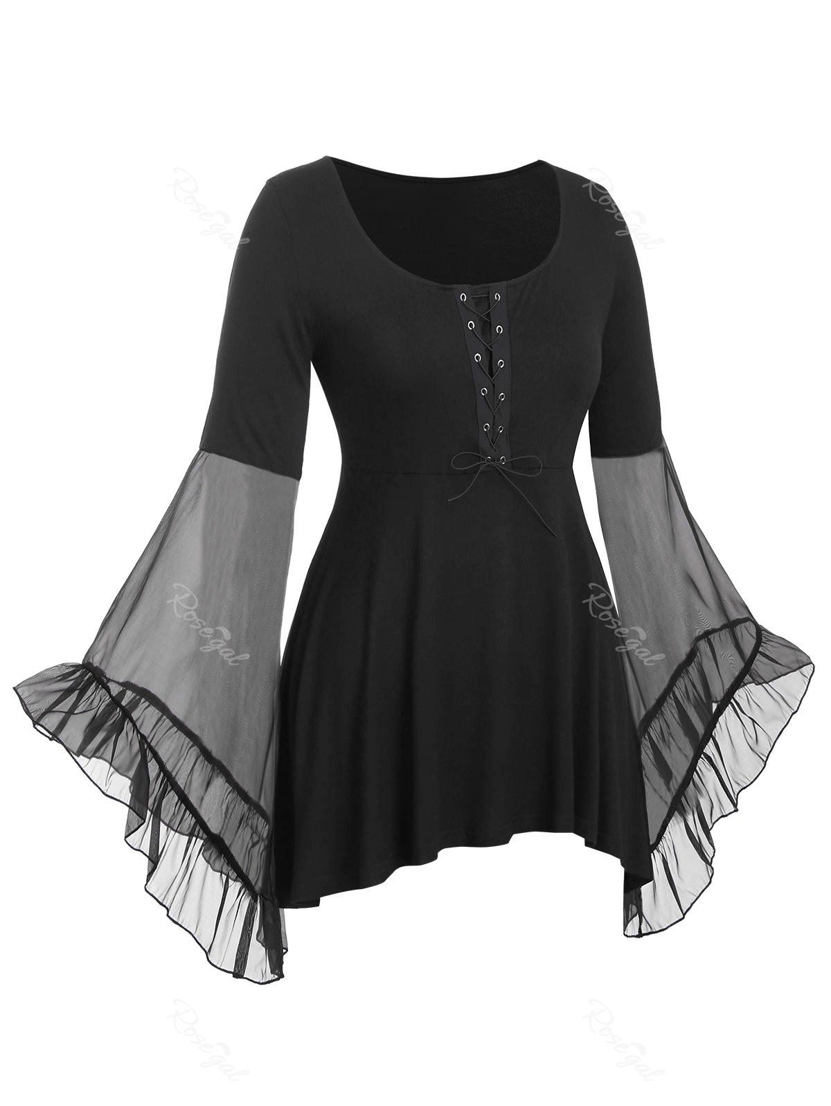 plus size lace up shirt