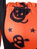 Robe d'Halloween Ligne A Vintage à Epaule Dénudée de Grande Taille avec Gilet en Couleur Unie - Orange 3X