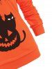 Skew Neck Bat Letter Cats Print Halloween Sweatshirt -  