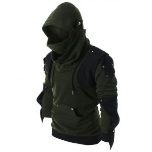 

Rivet Long Sleeve Drawstring Hoodie, Army green