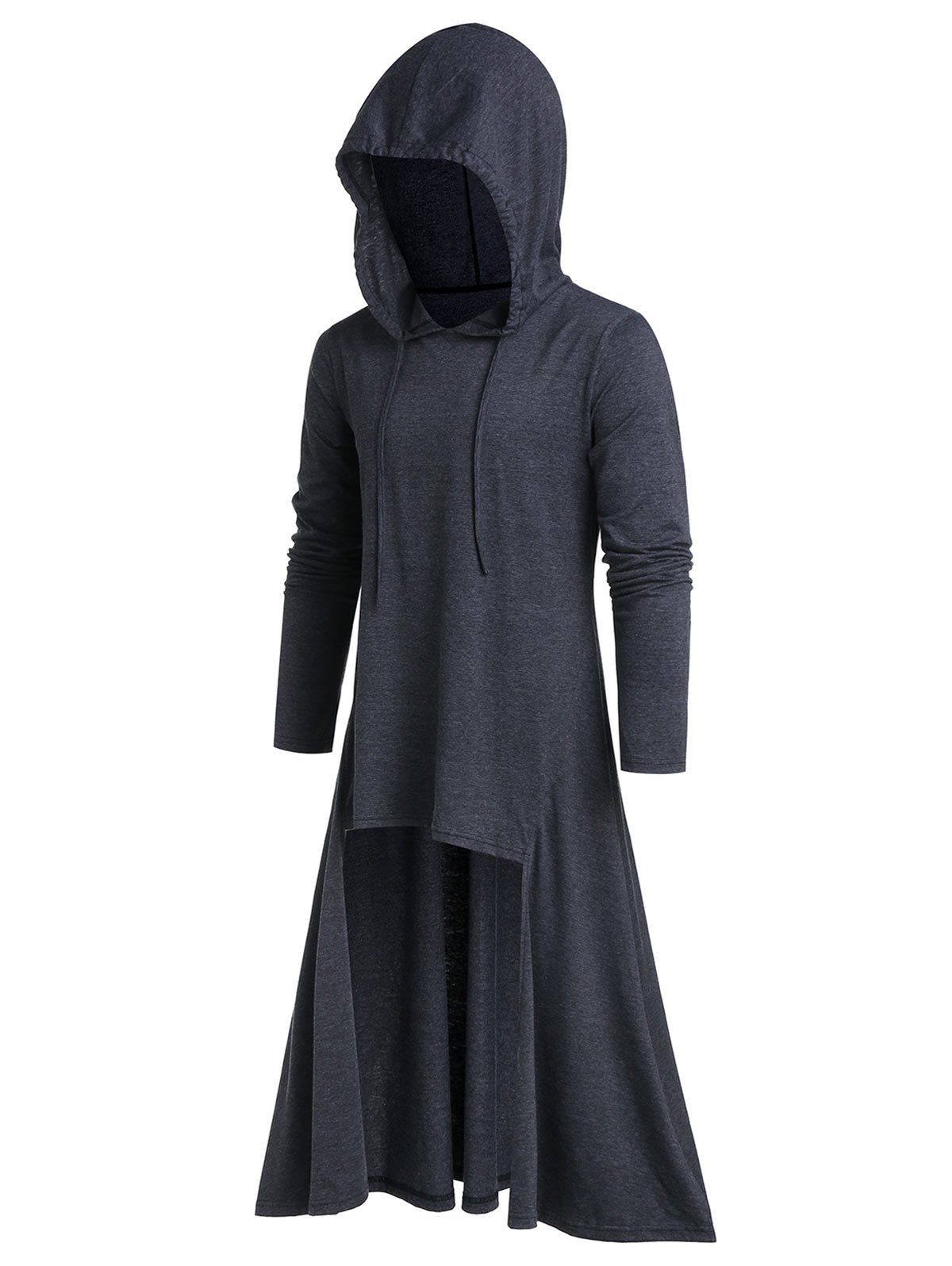 Fashion Drawstring Heathered High Low Pullover Hoodie  