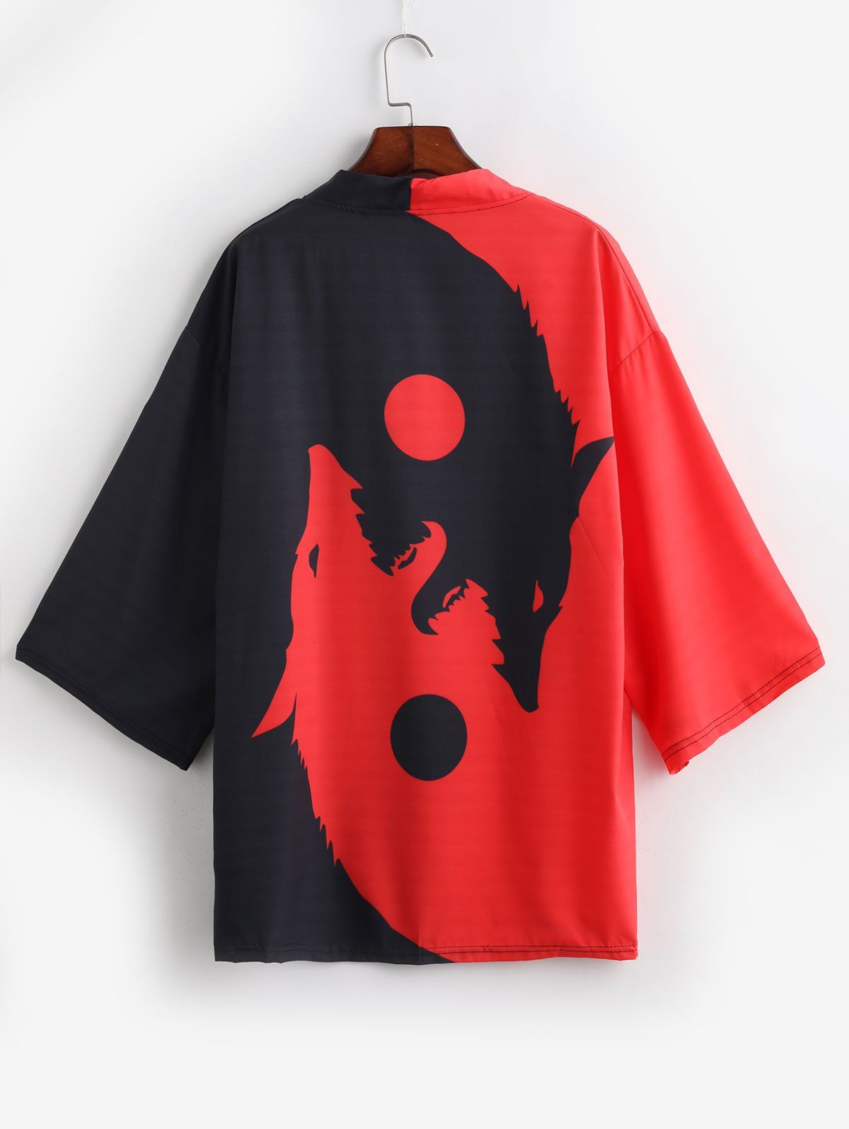 Hot Roaring Moon Wolf Print Casual Kimono Cardigan  