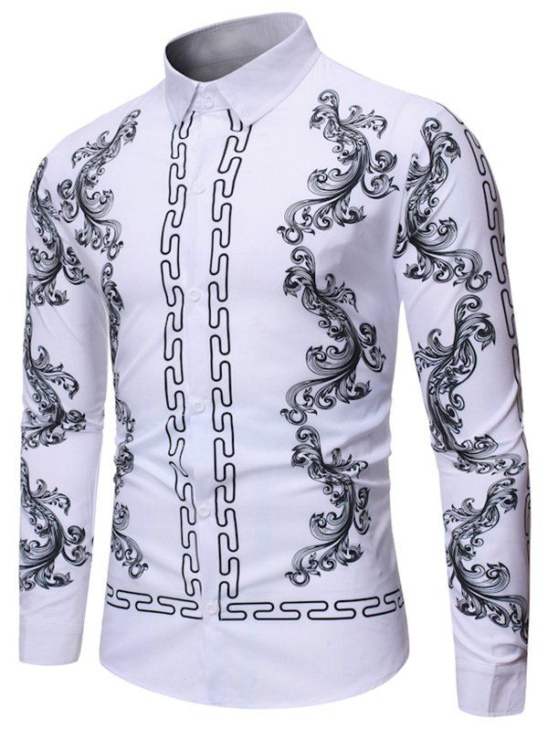 

Chain Luxury Print Long Sleeves Shirt, White