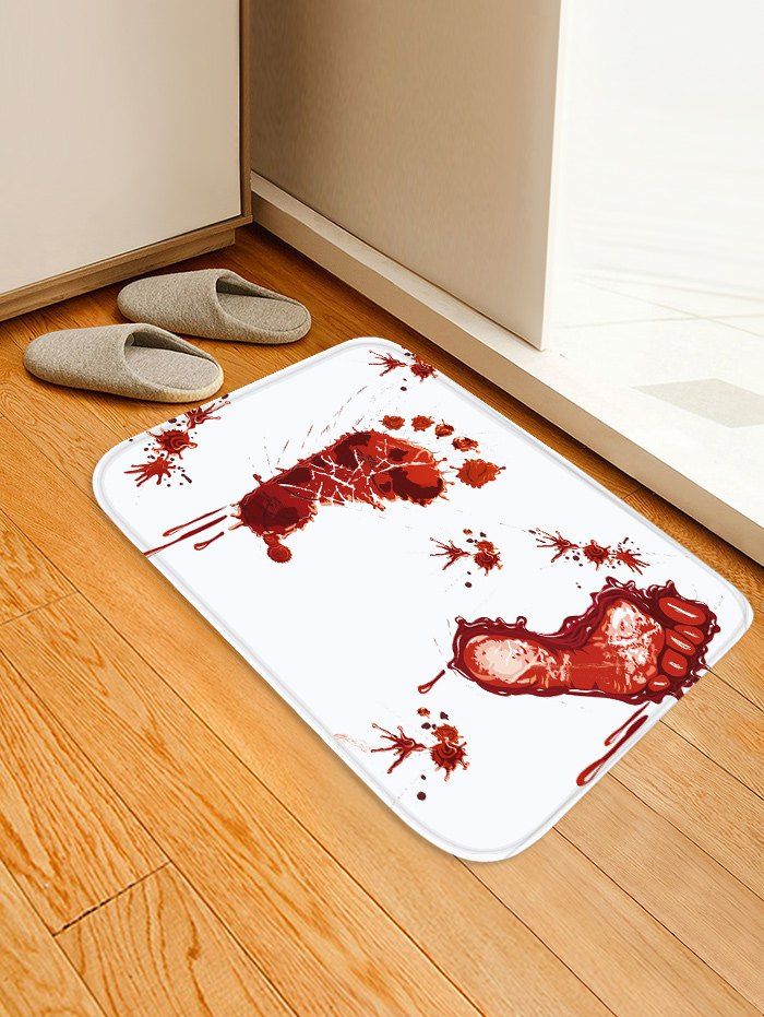 

Halloween Blood Footprint Antiskid Area Rug, Multi-e