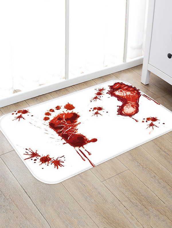 

Halloween Blood Footprint Antiskid Area Rug, Multi-e