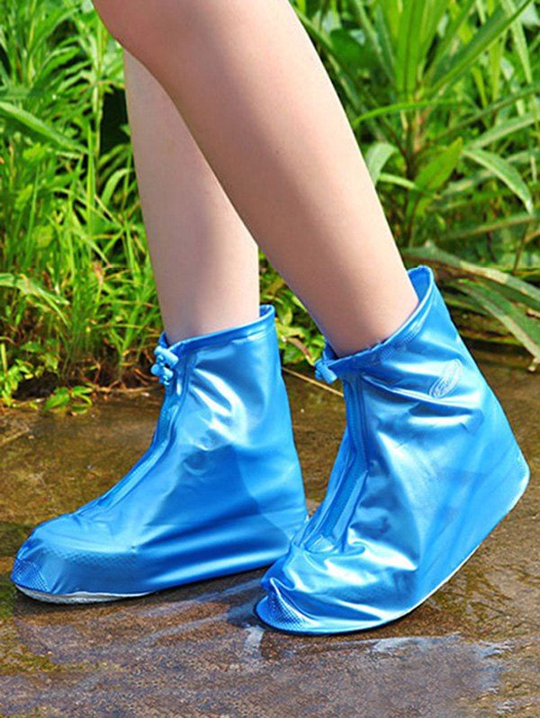 

Thickened Bottom Waterproof Zipper Rain Shoe Cover, Blue